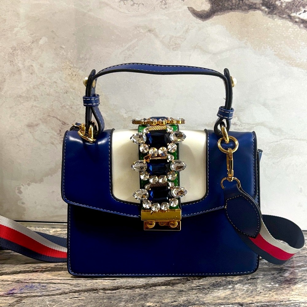 Elegant Blue and White Handbag